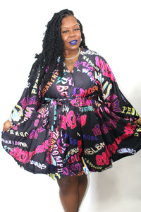 graffiti mini dress Final Sale Plus Size Mini BodyCon Dress in Graffiti Print